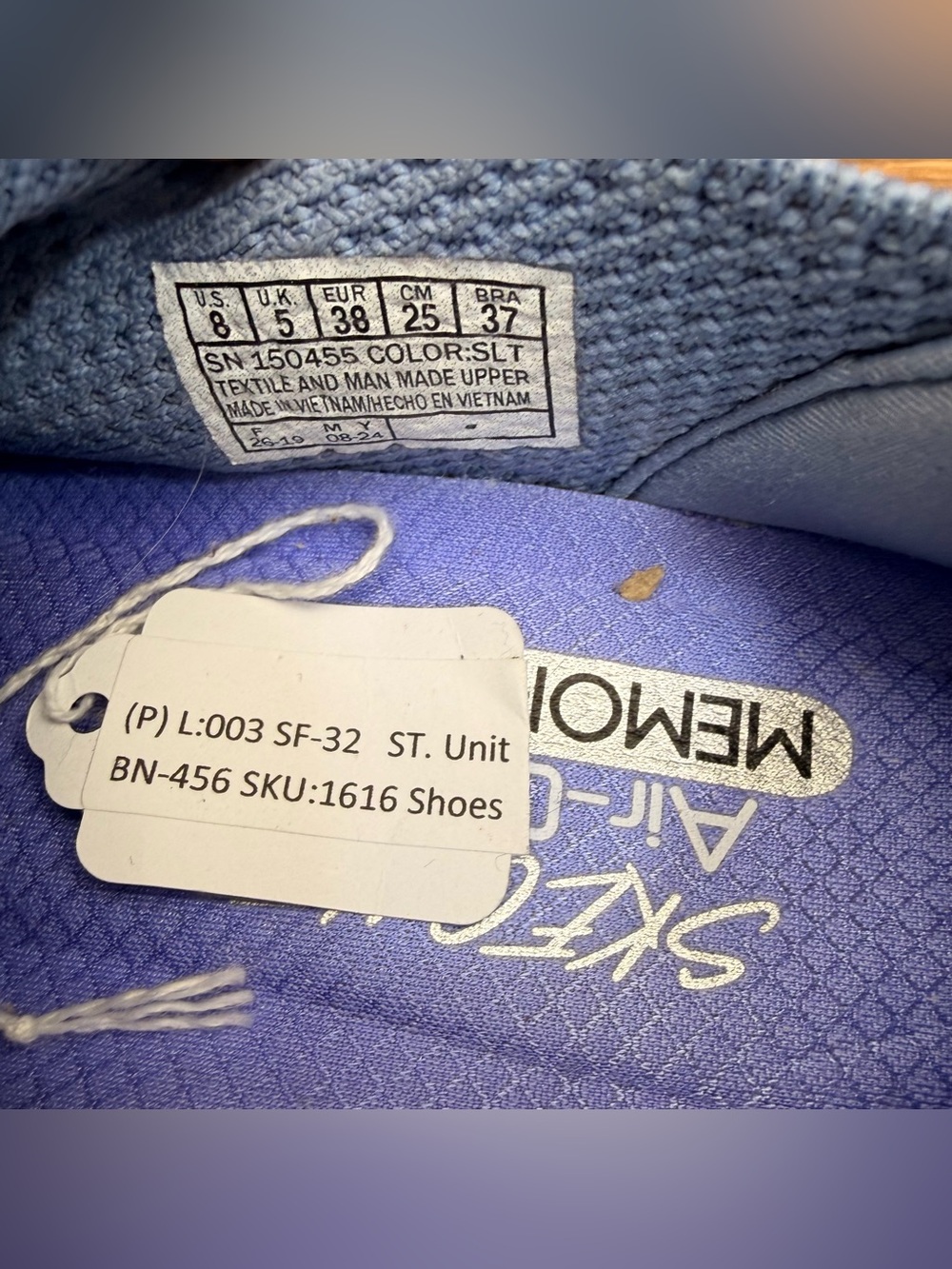 Skechers women’s size 8 Slip-On Knit Sneakers - Light Blue with Cream Sole - Picture 9 of 9